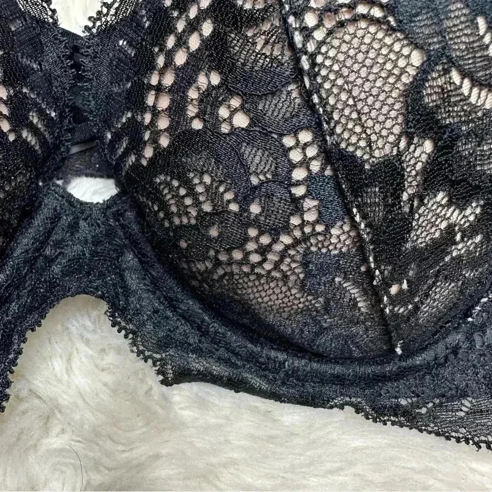 La Senza Strapless Push Up Bra Lace Black & Cream Size 32C - Picture 3 of 16